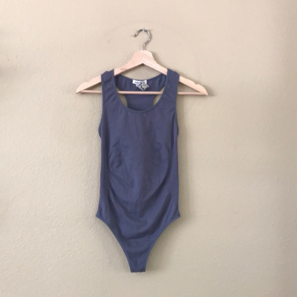 Soho Girls Thong Tank Top Sleeveless Bodysuit Grey